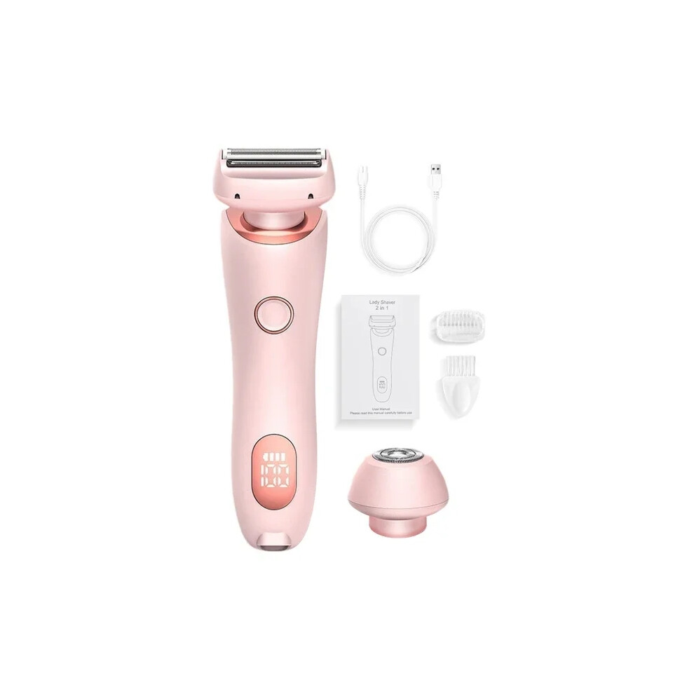 (pink) Multifunctional Shaver for Women IPX7 Waterproof Painless Epilator USB Rechargeable Trimmer 2 in 1 Leg & Body Hair Trimmer