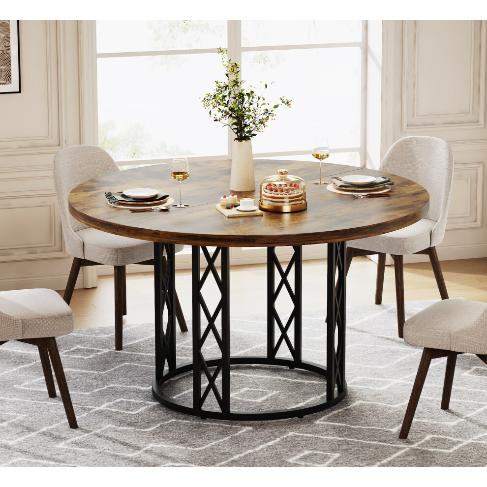 Tribesigns Round Dining Table for 4 People,120cm Kitchen Table