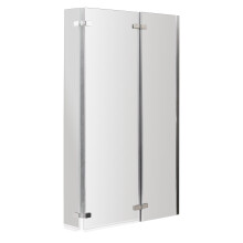 6mm Toughened Safety Glass Reversible L-Shaped Bath Screen - Chrome Profile, Double Hinged - BBSCBS3