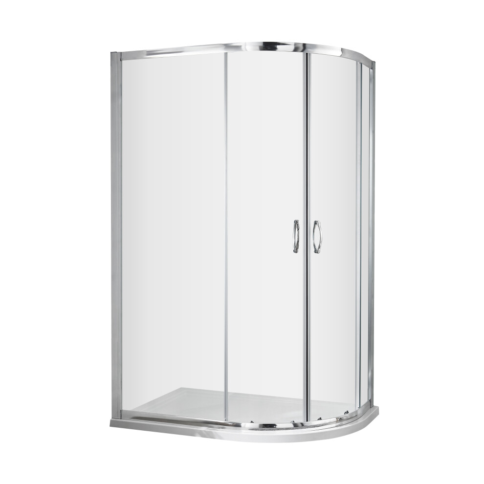 Contemporary 5mm Toughened Safety Glass Offset Quadrant Shower Enclosure - 1200 x 900mm - Chrome - Balterley