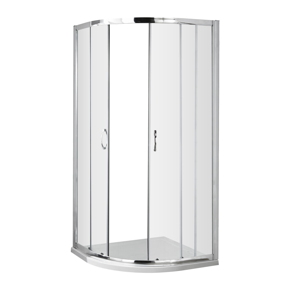 Contemporary 5mm Toughened Safety Glass Quadrant Shower Enclosure - 900mm - Chrome - Balterley