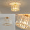 Living And Home Round Shape Crystal Mount Ceiling Light Gold 3
