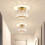 Living And Home Round Shape Crystal Mount Ceiling Light Gold 1