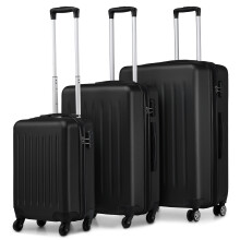 (19+24+28 inch) Black ABS Hard Shell Luggage Suitcase Set Travel Trolley Case With 3 Size