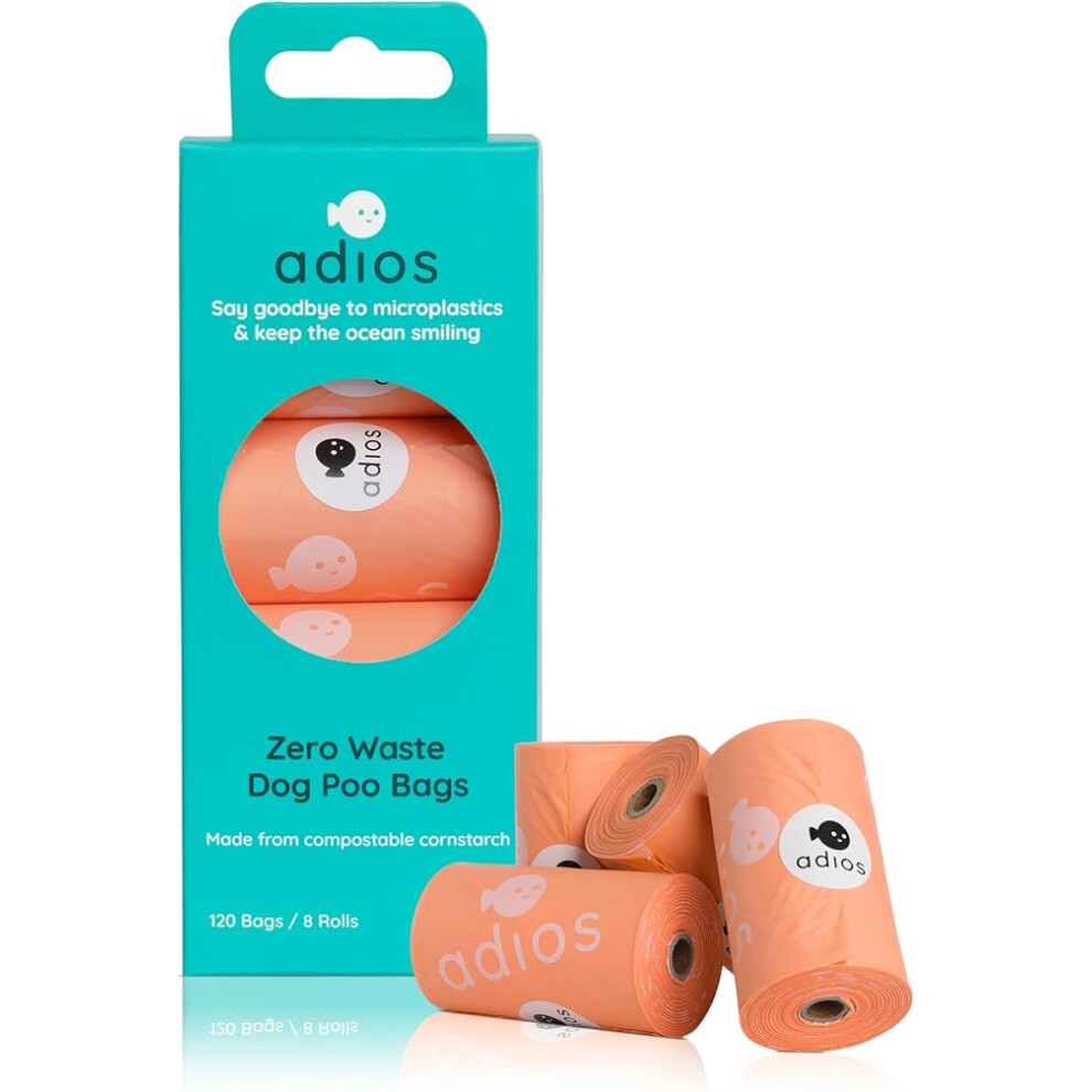 Adios Plastic Biodegradable Dog Poop Bags - Extra Thick Compostable Dog Poo Bags Made from Highest Rated EN13432 Certified Cornstarch | Leak Proof Dog