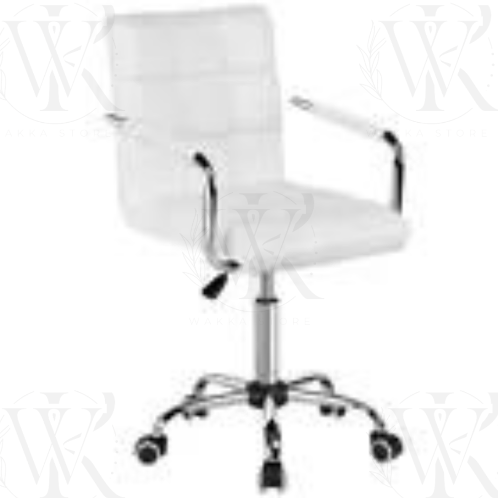 (White) Home Office Chair Leather Computer Desk Chair Adjustable Swivel Chair with Arms