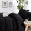 (Black, Double Size Set) 4PC Dyed Duvet Cover Bedding Set with Fitted Sheet 1