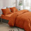 (Rust, Single Size Set) 4PC Dyed Duvet Cover Bedding Set with Fitted Sheet 1