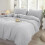 (Silver, Double Size Set) 4PC Dyed Duvet Cover Bedding Set with Fitted Sheet 1