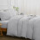 (Silver, Double Size Set) 4PC Dyed Duvet Cover Bedding Set with Fitted Sheet 3