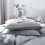 (Silver, King Size Set) 4PC Dyed Duvet Cover Bedding Set with Fitted Sheet 3