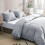 (Silver, Super King Size Set) 4PC Dyed Duvet Cover Bedding Set with Fitted Sheet 5
