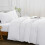 (White, Double Size Set) 4PC Dyed Duvet Cover Bedding Set with Fitted Sheet 3