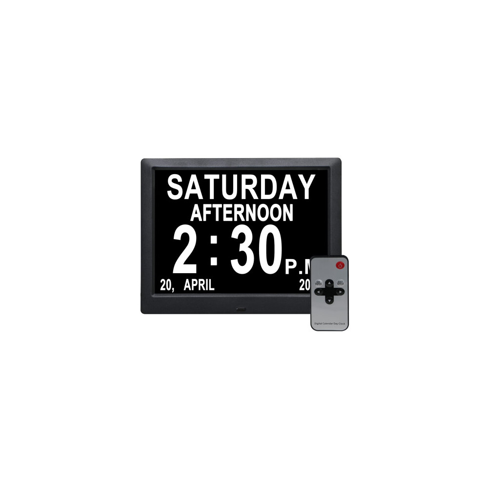 Goplushtoy (Black) Digital Day Clock 7 Inch Led Calendar Dementia Alarm Time Date Month Memory Black