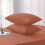 (Rust, Pillowcases Pair) 4PC Dyed Duvet Cover Bedding Set with Fitted Sheet 1
