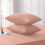 (Peach, Pillowcases Pair) 4PC Dyed Duvet Cover Bedding Set with Fitted Sheet 1