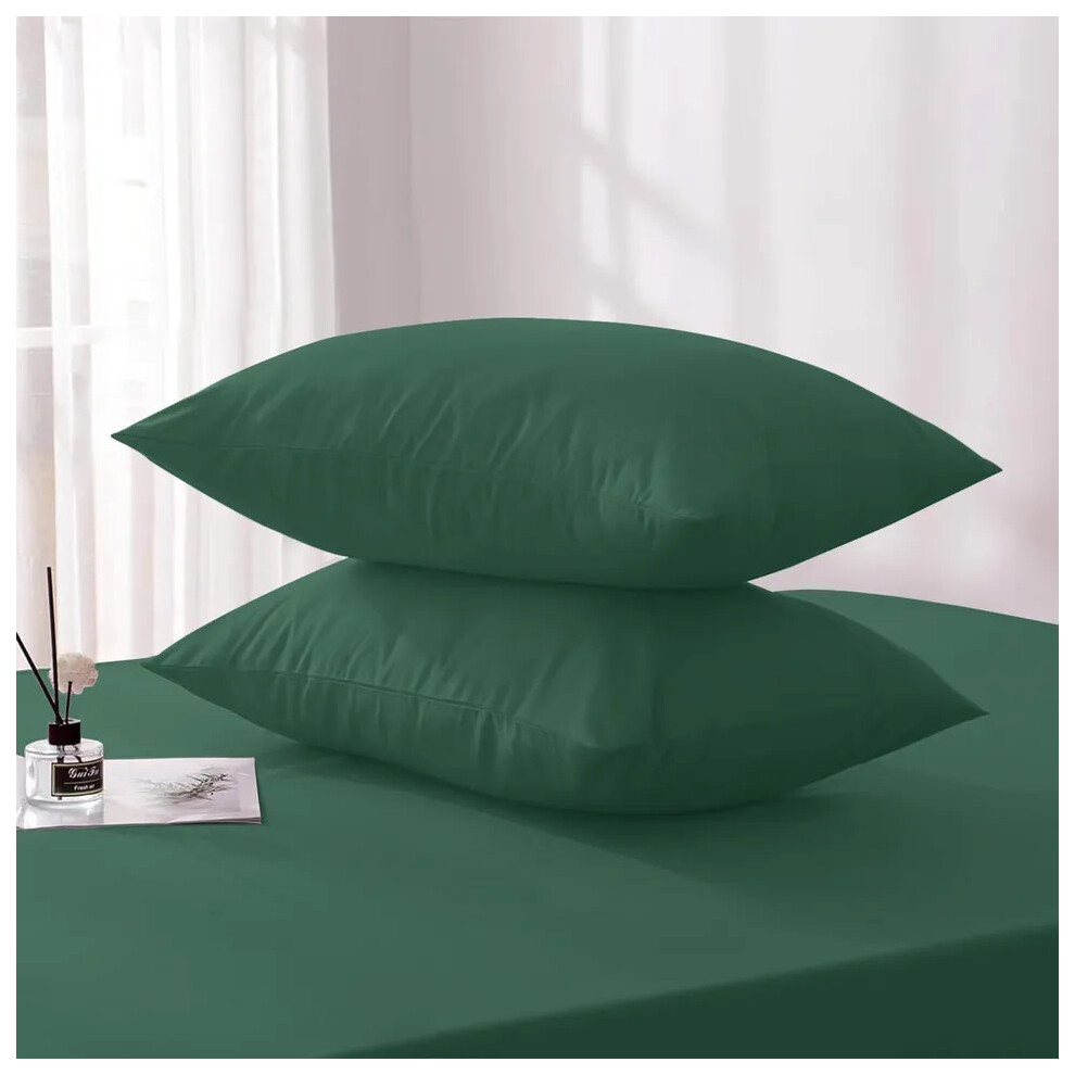 (Emerald Green, Pillowcases Pair) 4PC Dyed Duvet Cover Bedding Set with Fitted Sheet