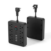 (Black) 1pc Multi-functional Power Strip With Switch And Surge Protection. Equipped With 8 Power Outlets