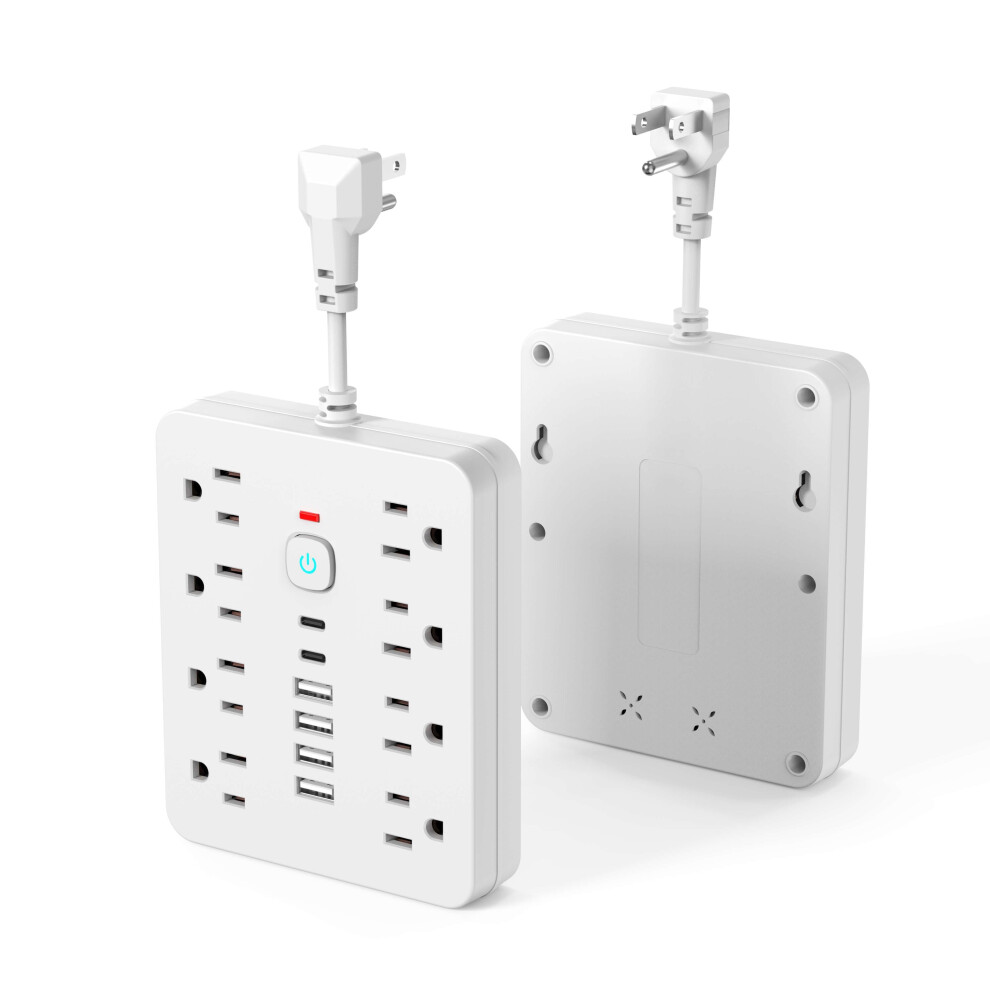 (White) 1Pc Multi-Functional Power Strip With Switch And Surge Protection. Equipped With 8 Power Outlets 9035695352449