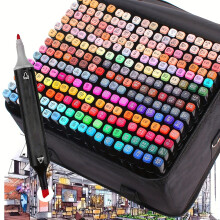 (60-Black) 60/80/100/120/168 Colors Alcohol Markers, Chisel Tip And Fine Tip, Alcohol-Based Markers For Artists