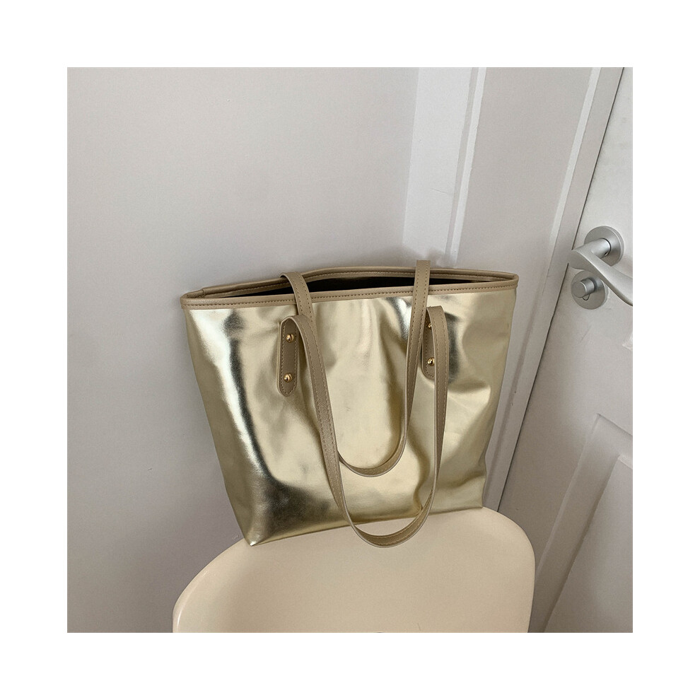 (Gold) Pu Tote Highquality Bag For Women 2023 Urban Chic Handbag With Zipper And Soft Feel