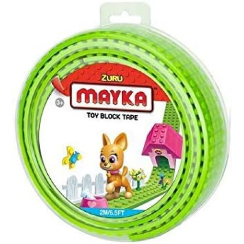 Zuru MAYKA Toy Block Tape, 4 Stud, 6.5ft, Light Green,Non-Marking