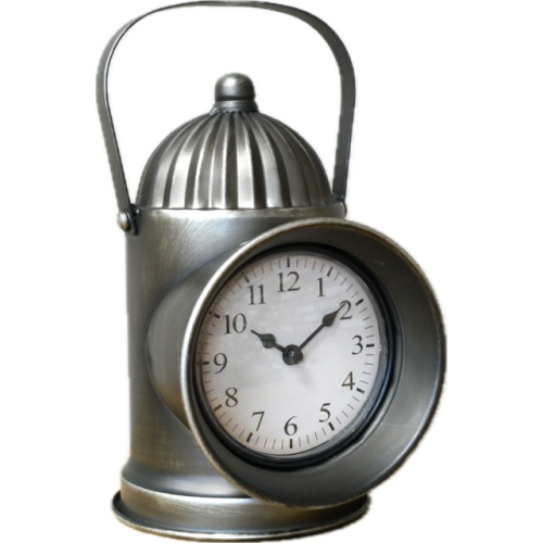 Vintage Railway Carriage Lantern Inspired Desk Clock GREY