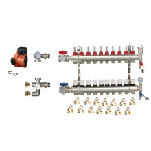 (10 PORT) Water Underfloor Heating Kit 1 - 12 Ports with Pump and Blending Valve Set