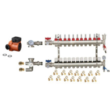 (11 PORT) Water Underfloor Heating Kit 1 - 12 Ports with Pump and Blending Valve Set