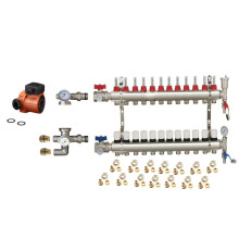 (12 PORT) Water Underfloor Heating Kit 1 - 12 Ports with Pump and Blending Valve Set