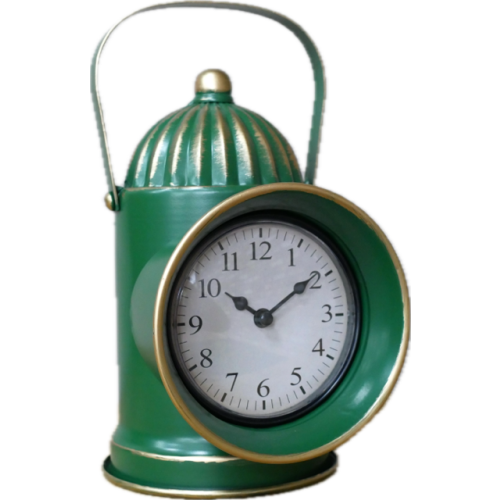 Railway Carriage Lantern Inspired Desk Clock | GREEN