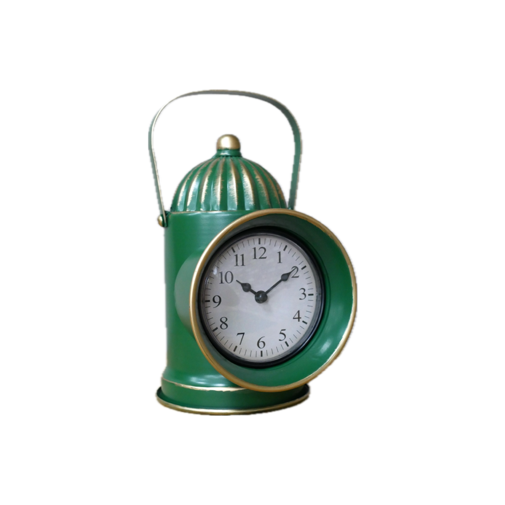 Venture Vehicles Railway Carriage Lantern Inspired Desk Clock | Green