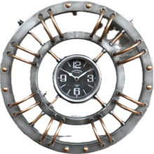 Round Industrial Style Wall Clock | Silver & Copper