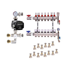 (7 PORT) Water Underfloor Heating Kit 1 - 12 Ports with Pump and Blending Valve Set