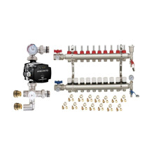 (10 PORT) Water Underfloor Heating Kit 1 - 12 Ports with Pump and Blending Valve Set