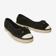 Dorothy Perkins Black 'Clio' Ballerina Pumps Espadrilles Bow Tie Front