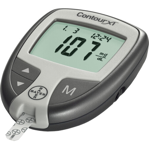 Bayer CONTOUR XT BLOOD GLUCOSE METER,WITH TEST STRIPS,LANCING,MICROLET,POUCH