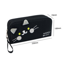 (black) Cute Cat Pencil Case Large Capacity Aesthetic Pencil Organiser Portable Stationery Bag Pencil Cases For School Office Supplies