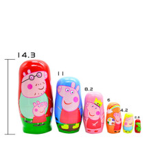 Hand Painted Decoration 6 Layer Peppa Pig Matryoshka Russian Creative Gift Toy
