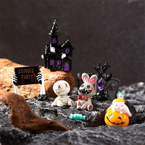 Figurines Pumpkin Skeleton Mummy Skull Micro Landscape Ornaments
