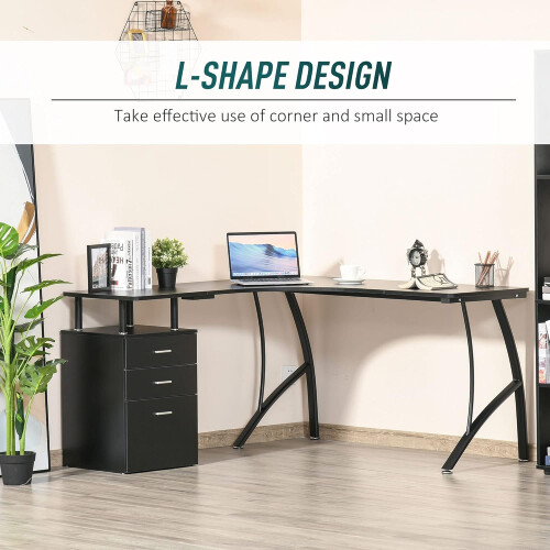 (Black) Computer Desk Storage Side Cabinet Corner Table 2