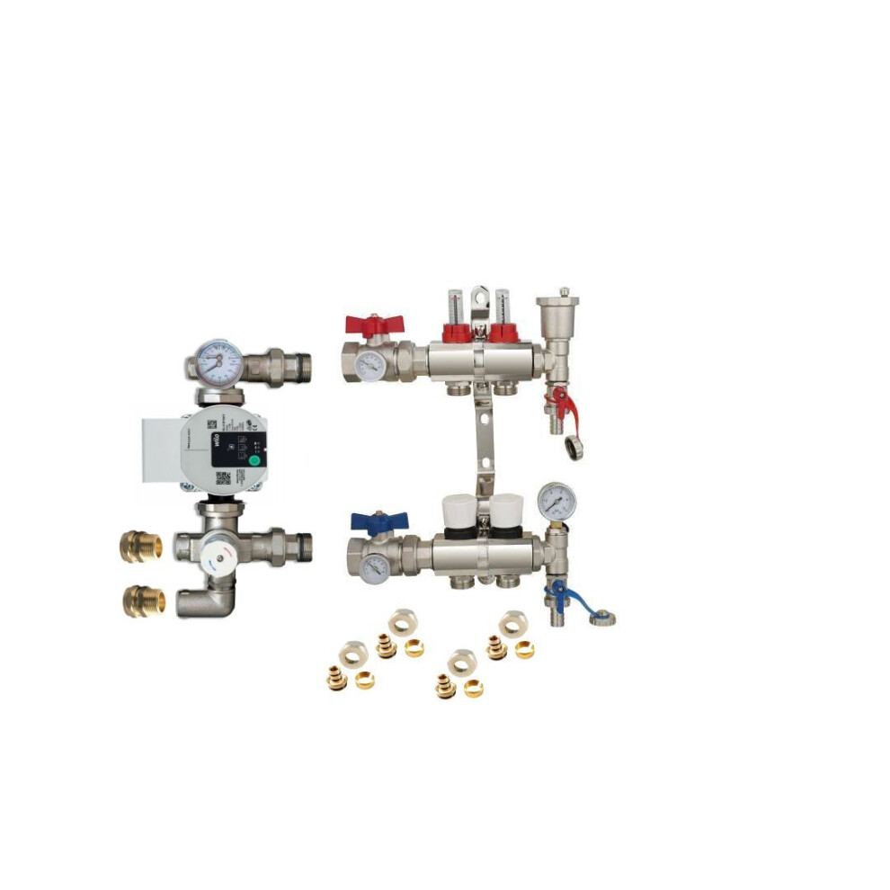 Wärmer System (2 Port) Water Underfloor Heating Kit 1 - 12 Ports Manifold With Pump And Blending Valve Set