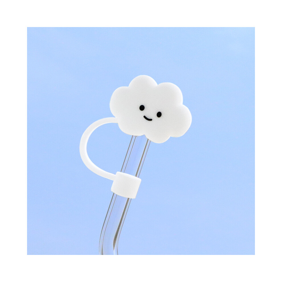 (Inner diameter 10mm white cloud) 10mm glass straw cap dust cover stainless steel straw dust cover anti-dust plug 10mm large diameter (4 pieces  enjoy