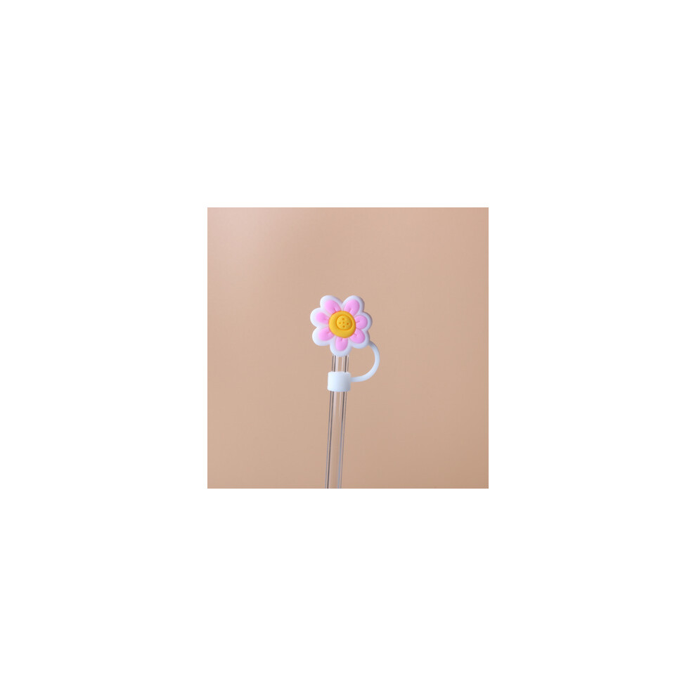 (10mm inner diameter white tube flowers) 10mm glass straw cap dust cover stainless steel straw dust cover anti-dust plug 10mm large diameter (4 pieces