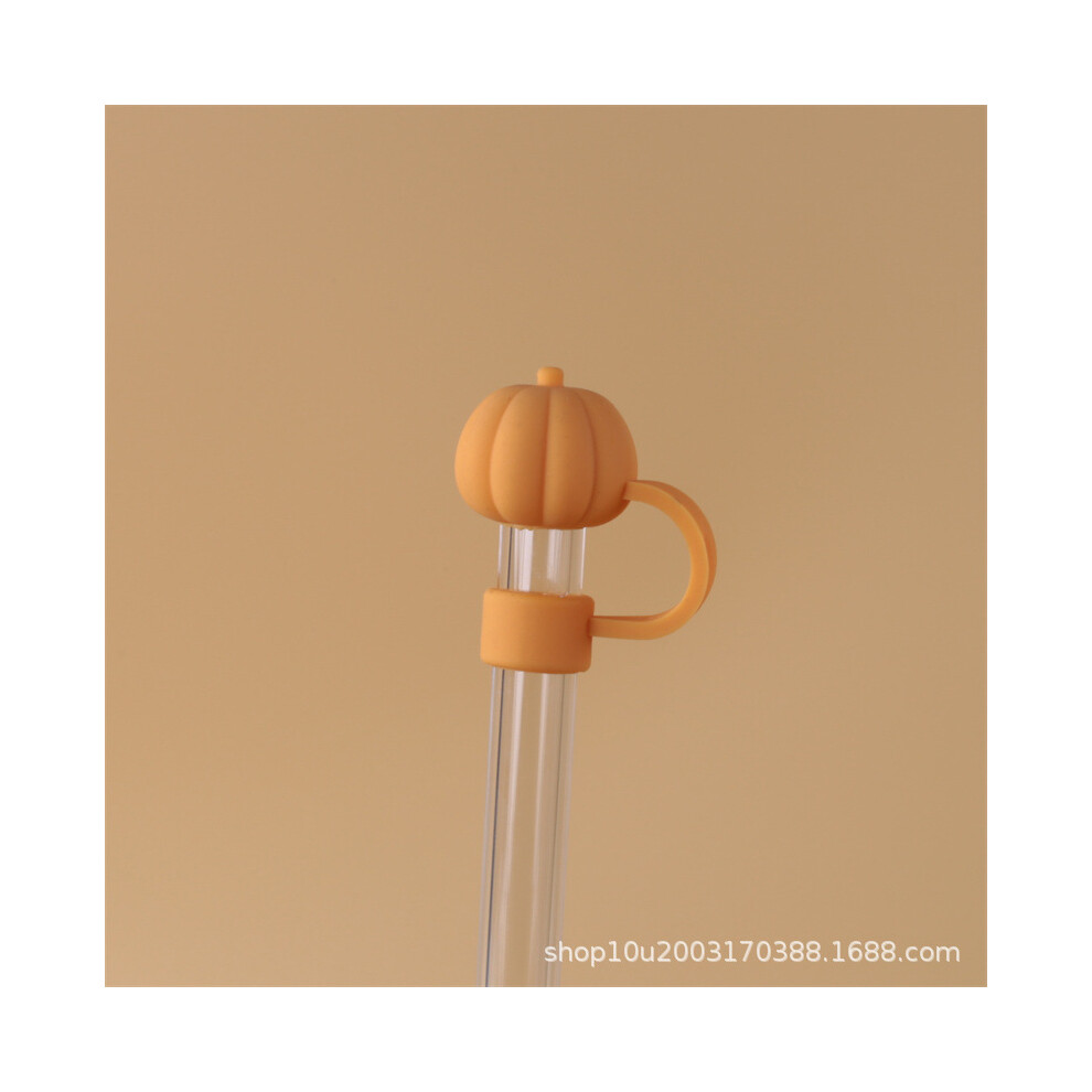 (10mm yellow pumpkin) 10mm glass straw cap dust cover stainless steel straw dust cover anti-dust plug 10mm large diameter (4 pieces  enjoy 50% postage