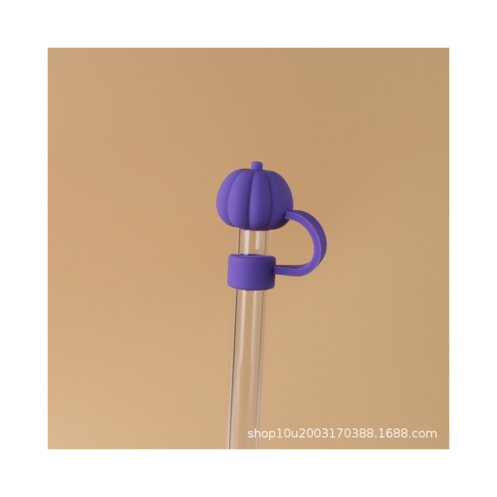 (10mm purple pumpkin) 10mm glass straw cap dust cover stainless steel straw dust cover anti-dust plug 10mm large diameter (4 pieces  enjoy 50% postage