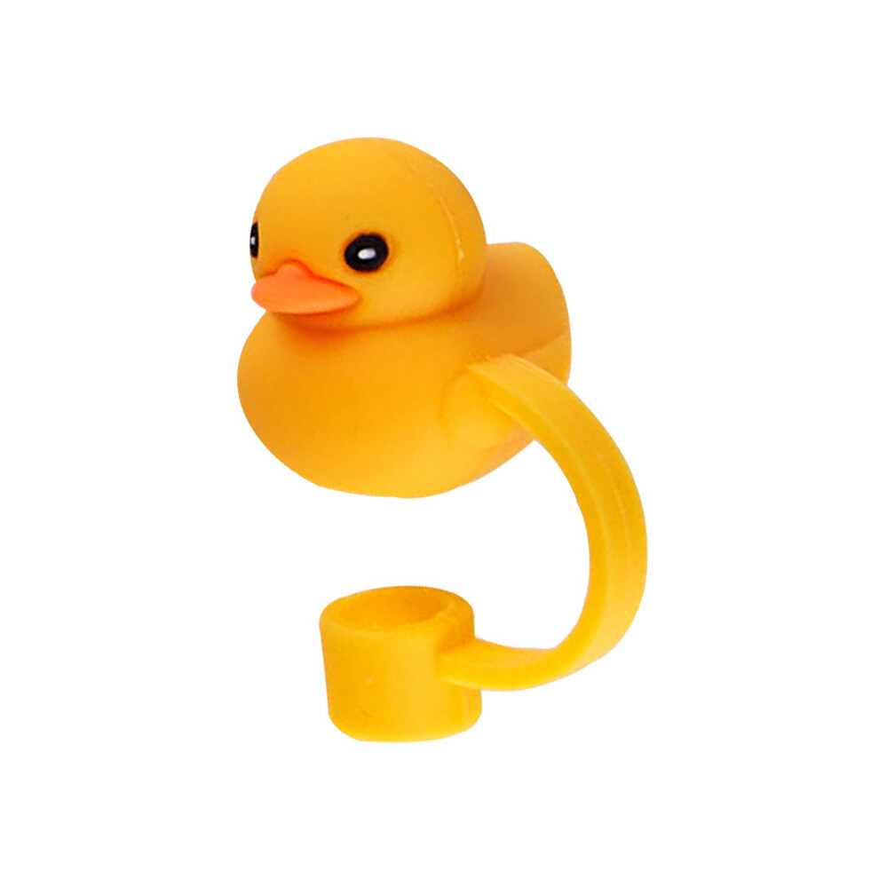 (10mm yellow duck) 10mm glass straw cap dust cover stainless steel straw dust cover anti-dust plug 10mm large diameter (4 pieces  enjoy 50% postage)