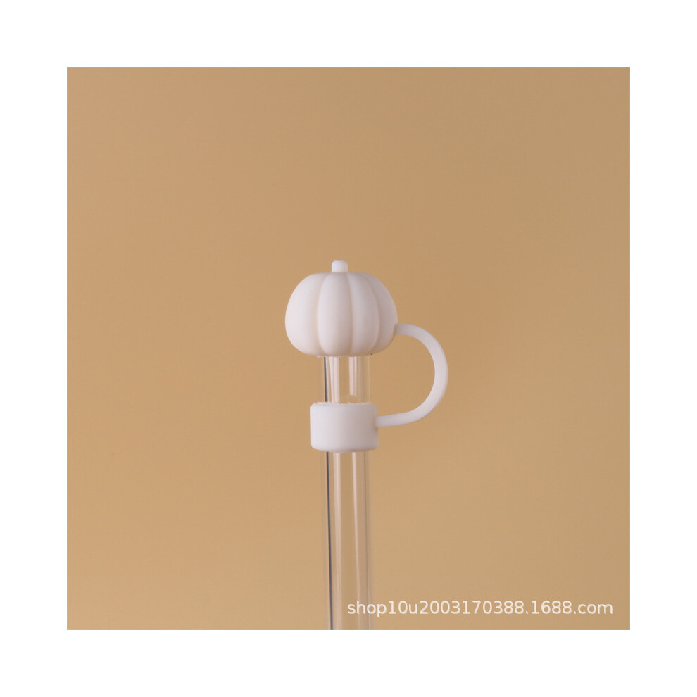 (10mm beige pumpkin) 10mm glass straw cap dust cover stainless steel straw dust cover anti-dust plug 10mm large diameter (4 pieces  enjoy 50% postage)