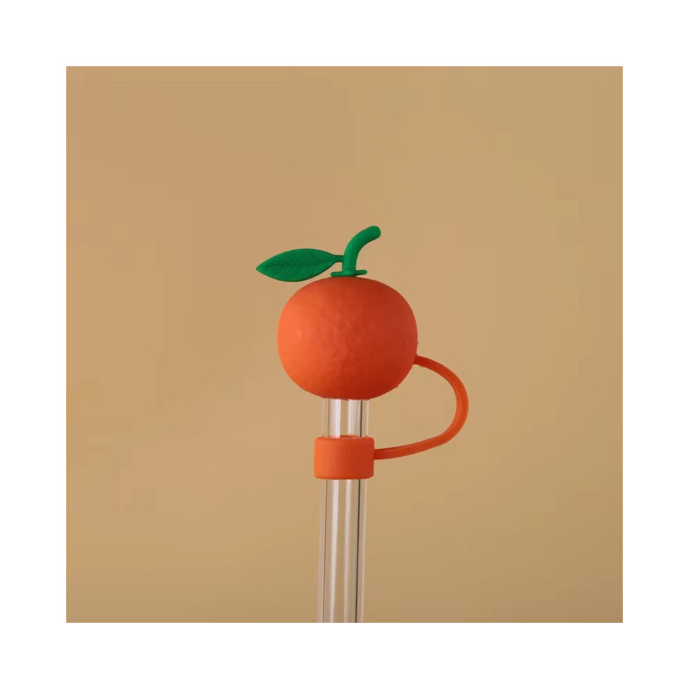 (Inner diameter 10mm orange) 10mm glass straw cap dust cover stainless steel straw dust cover anti-dust plug 10mm large diameter (4 pieces  enjoy 50%