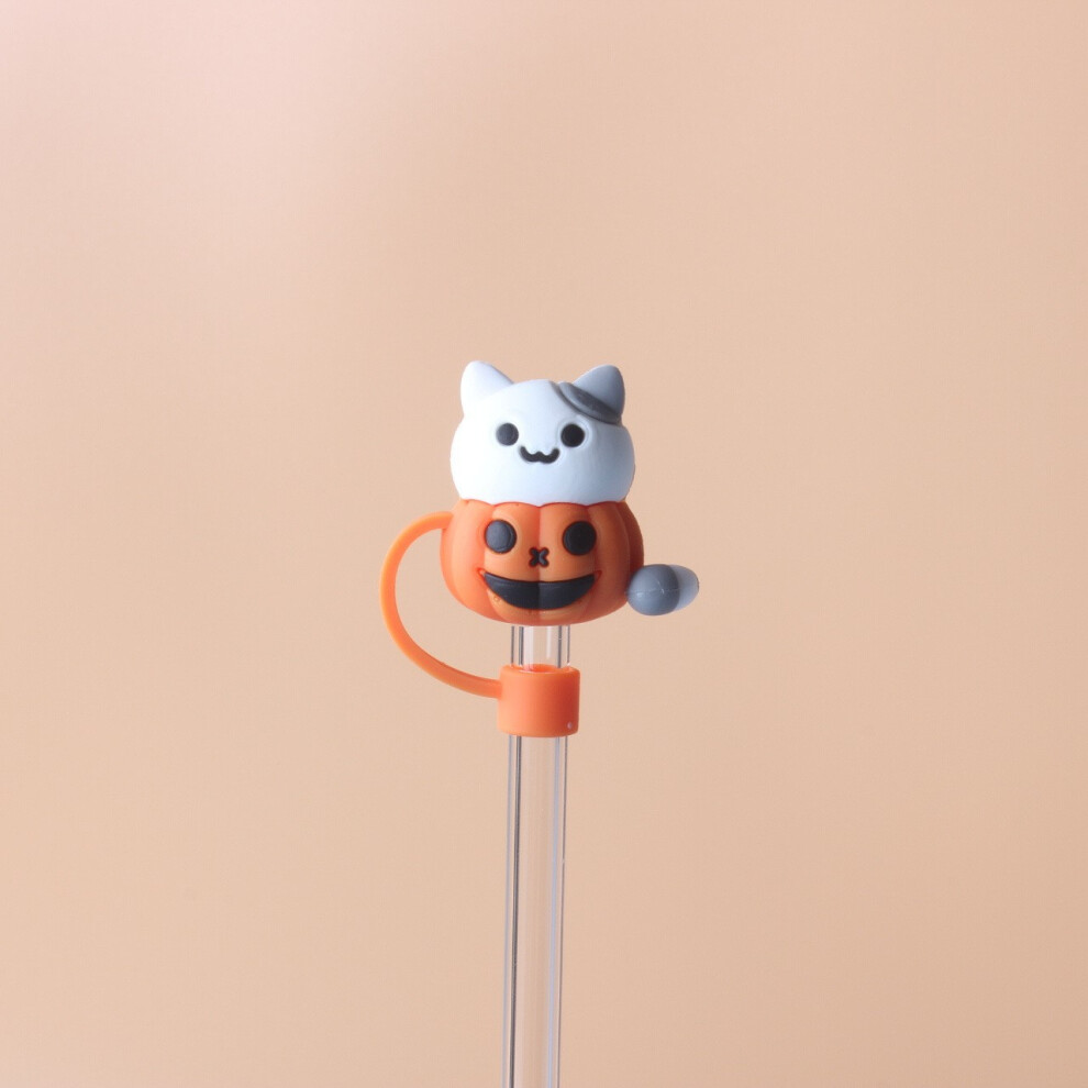 (10mm inner diameter pumpkin cat) 10mm glass straw cap dust cover stainless steel straw dust cover anti-dust plug 10mm large diameter (4 pieces  enjoy